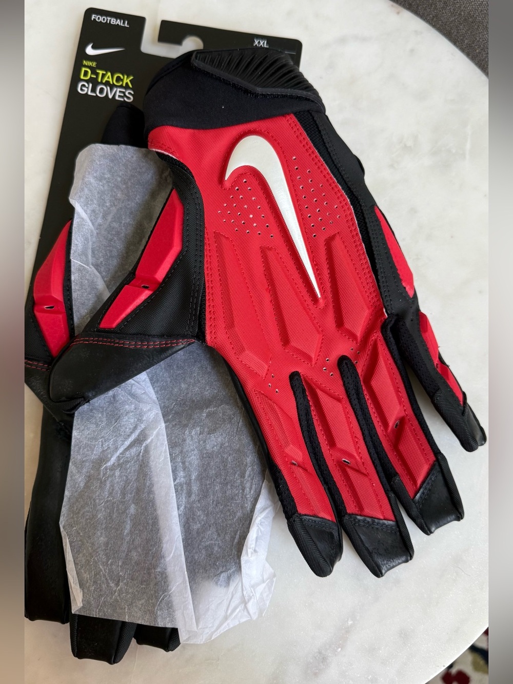 Nike Football Gloves in Red and Black with White Swoosh